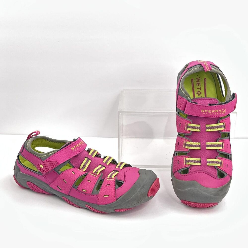 Sperry Wet Tech Fisherman Sandals Girls 2 Hot Pink Gray Closed Toe Water Shoes